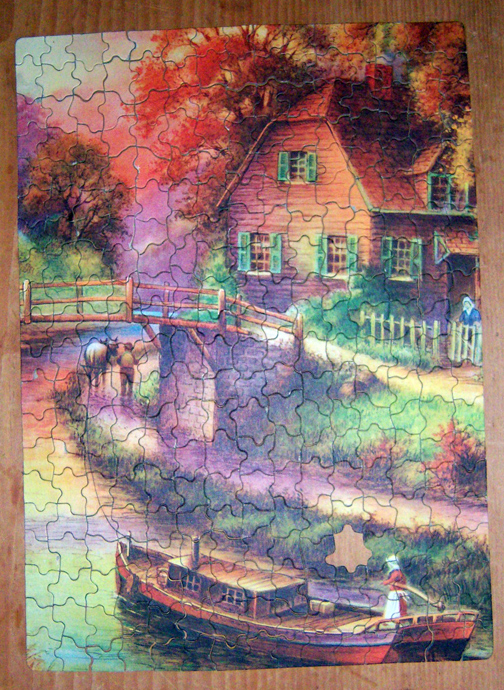 Vintage Saalfield Jig Saw Puzzle #327: "The Old TowPath" - Click Image to Close
